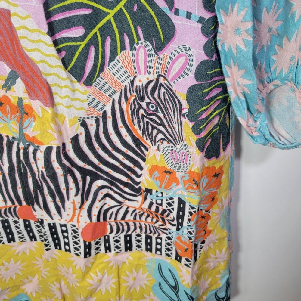 Gormanshop Multicolor Zebra & Flora Print Dress NO SIZE TAG SEE MEASUREMENTS - Picture 3 of 10